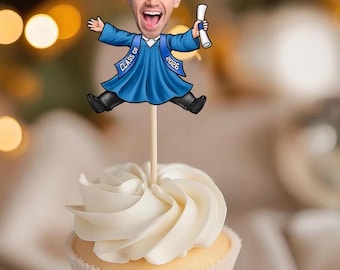 Custom Funny Face Class of 2026 Graduation Decoration Cupcake Toppers