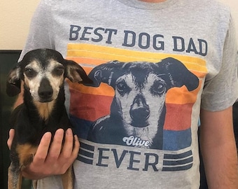 T-shirt papa chien personnalisé, cadeau photo personnalisé