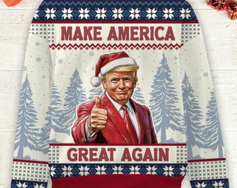 Trump 2024 Ugly Christmas Sweater: MAGA All-Over-Print
