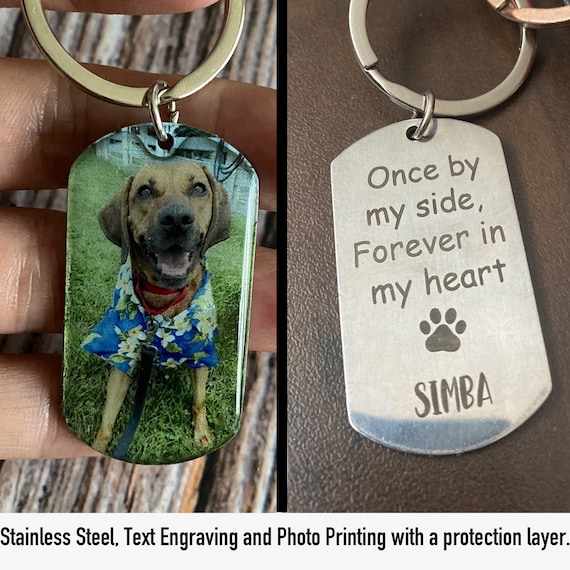 GeckoSG Personalized Couple Gifts 2024, Once by My Side Forever in My Heart Dog Cat Memorial Keychain, No Gift Box / Pack 1