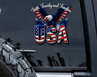 Faith, Family And Freedom America 250 Years Car Window Decal Sticker