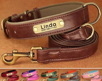 Personalisiertes Lederhalsband für Hunde: Namensmarke, personalisiertes Halsband für Hunde