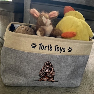 Cartoon Dog Toys Bin Storage, Dog Lovers Gift, Custom Dog Name, Personalised Dog/Cat Toy Storage Basket, Perfect For Storing Your Pets Toys