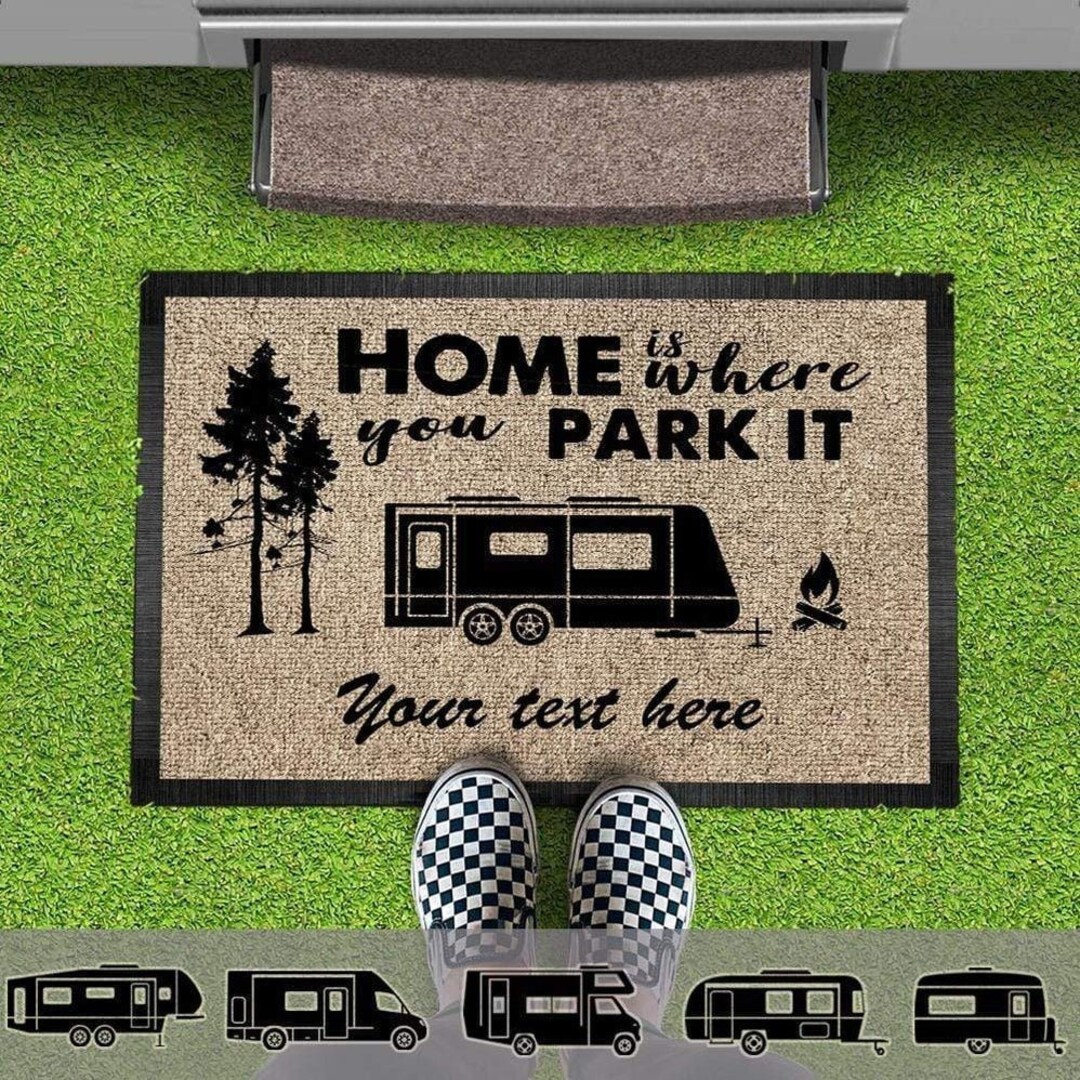 Home is Where You Park It Doormat, Outdoor Mat RV Camper, Camping Gift, Camping Mat