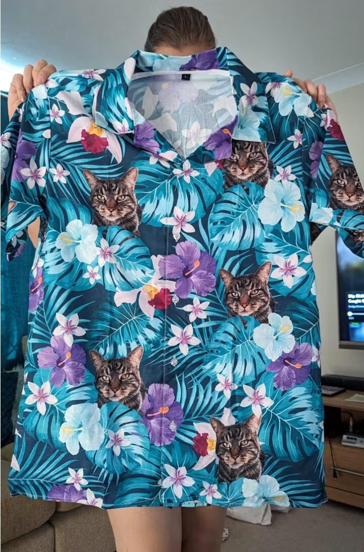 Cat Women's Hawaiian Shirt, Funny Cat Shirt