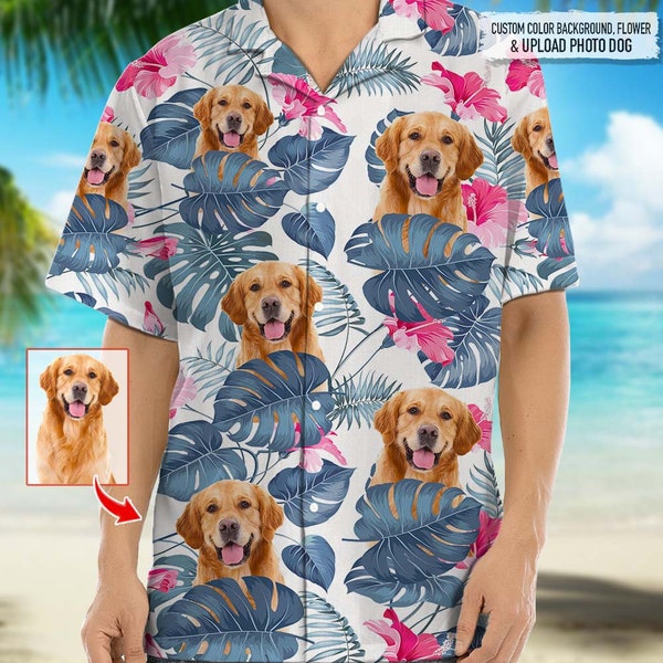 Dog Personalized Hawaiian Shirt Men, Short Sleeve Hawaiian Aloha Shirt, Hawaii Style, Hawaii Honeymoon Shirt, hawaiian shirt with face