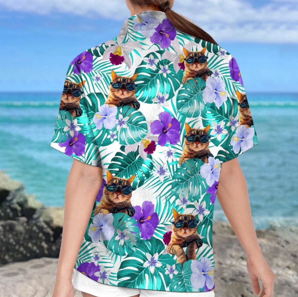 Cat Women's Hawaiian Shirt, Funny Cat Shirt