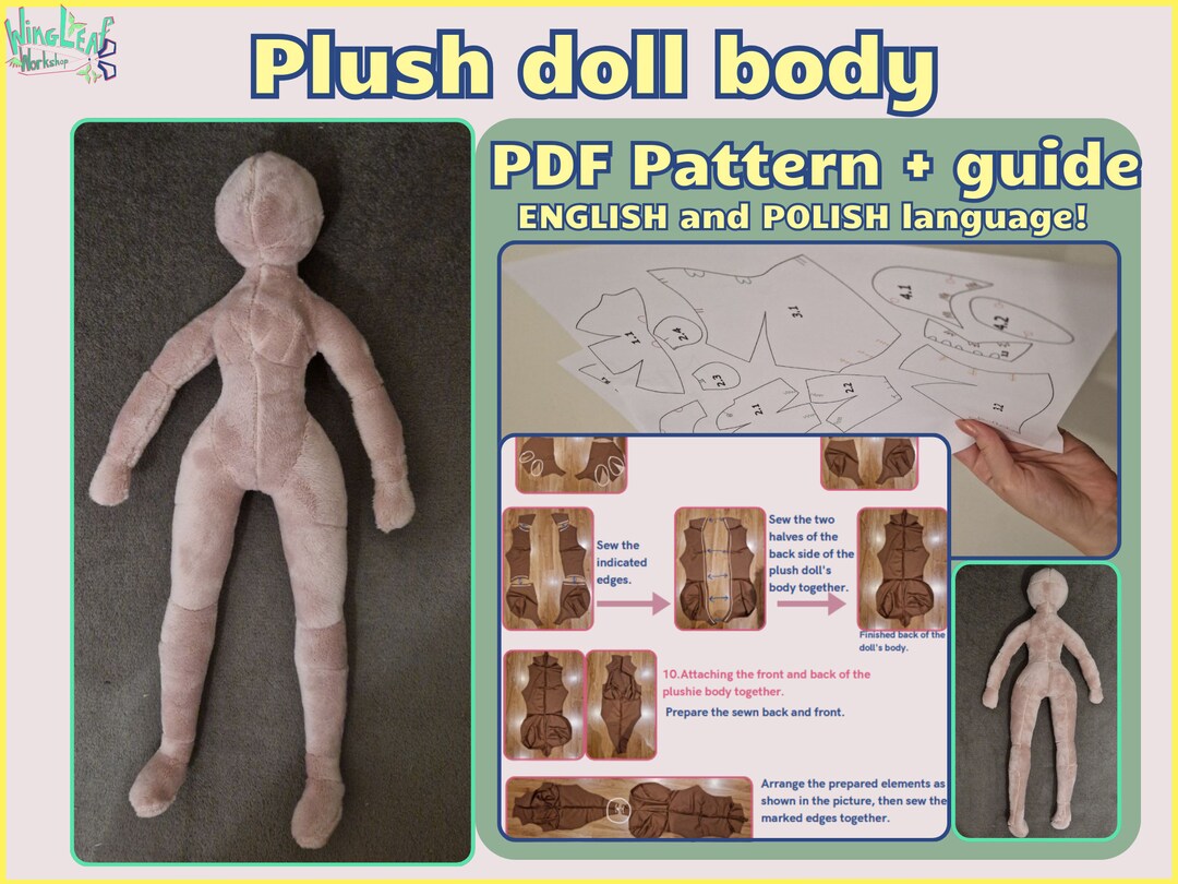 Cuddle Body Pattern Plush Doll Body Sewing Pattern, 40cm Female Shape (PDF Pattern) - Etsy