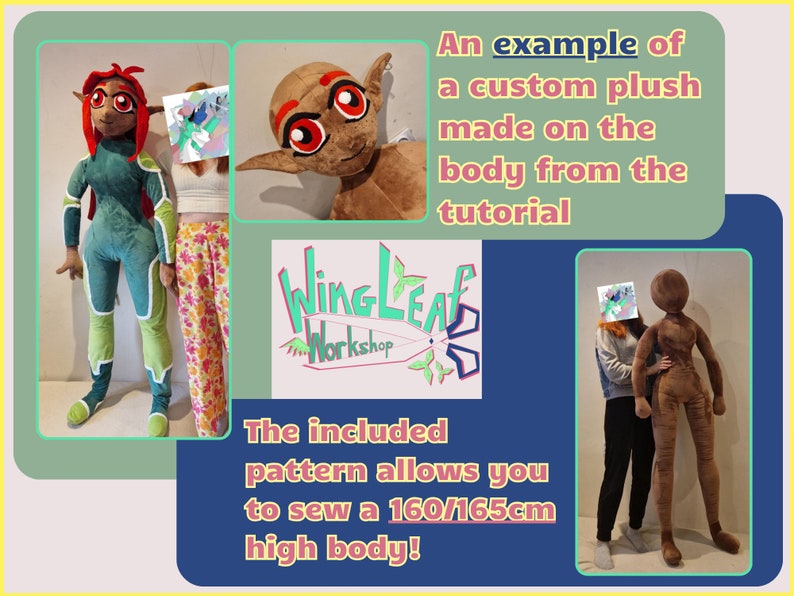 Plush HUMAN SIZE Doll Body PDF Pattern Detailed Guide For Il 59s6