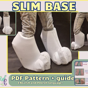 Slim Digitigrade Fursuit Feetpaws Base PDF Pattern + Detailed Guide | Cute Canine / Wolf / dog / cat / Rear / back Paws (Upholstery Foam)