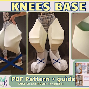 SLIM Digitigrade KNEES Base Fursuit PDF Pattern + Detailed Guide | Cute Canine / Wolf / dog / cat / feline knee (Upholstery Foam)