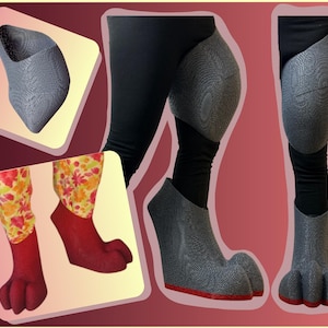 Ultra Slim Digitigrade three toes Fursuit Legs Base – Feetpaws + Knees/padding - Soft Flex TPU | 3D Printed Wolf / Dog / Cat Legs paws