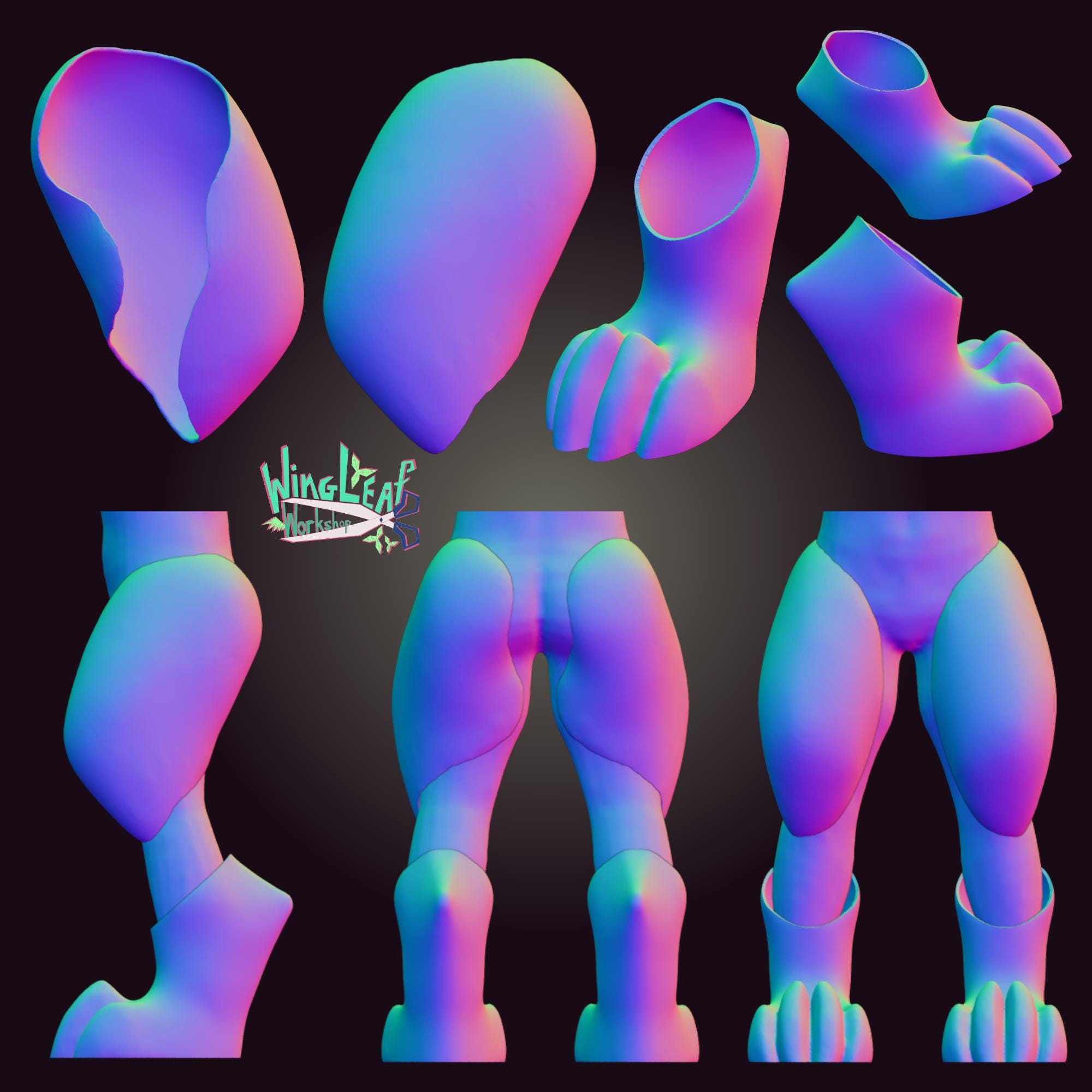 L/XL Size Digitigrade Legs Base - 3D Model STL Feetpaws + Knees ...