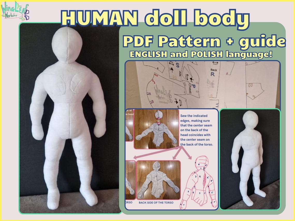 Plush Doll Body Sewing Pattern, 50cm Human Plushie (PDF Pattern) - Etsy
