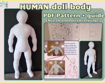 Plush Doll Body Sewing Pattern, 50cm Human Plushie (PDF Pattern)