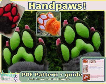 Furry Handpaws PDF Pattern – 4 or 5-Fingered Paws Template (Digital Download)