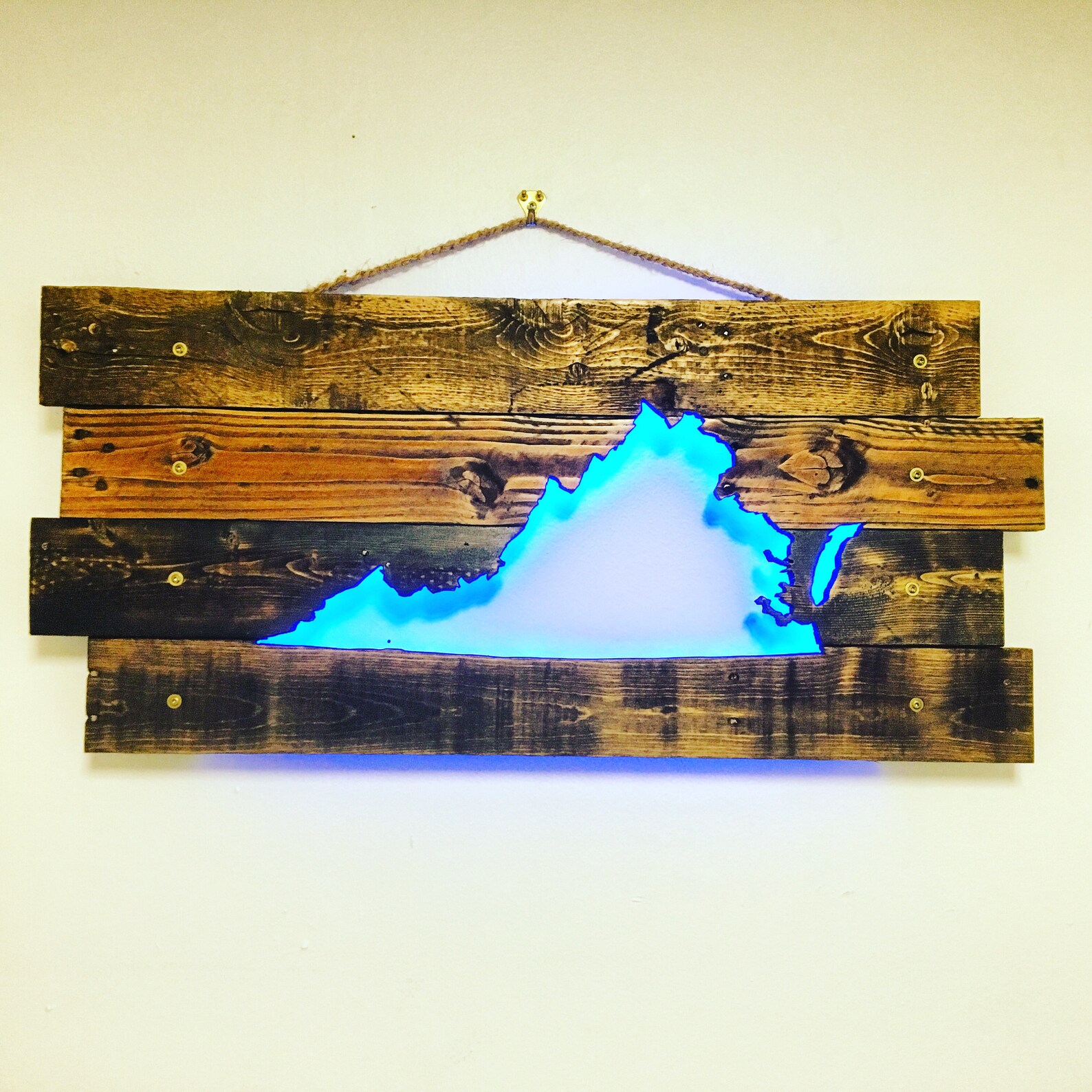 Made to Order State Cutout Wall Art LED Lights Reclaimed | Etsy