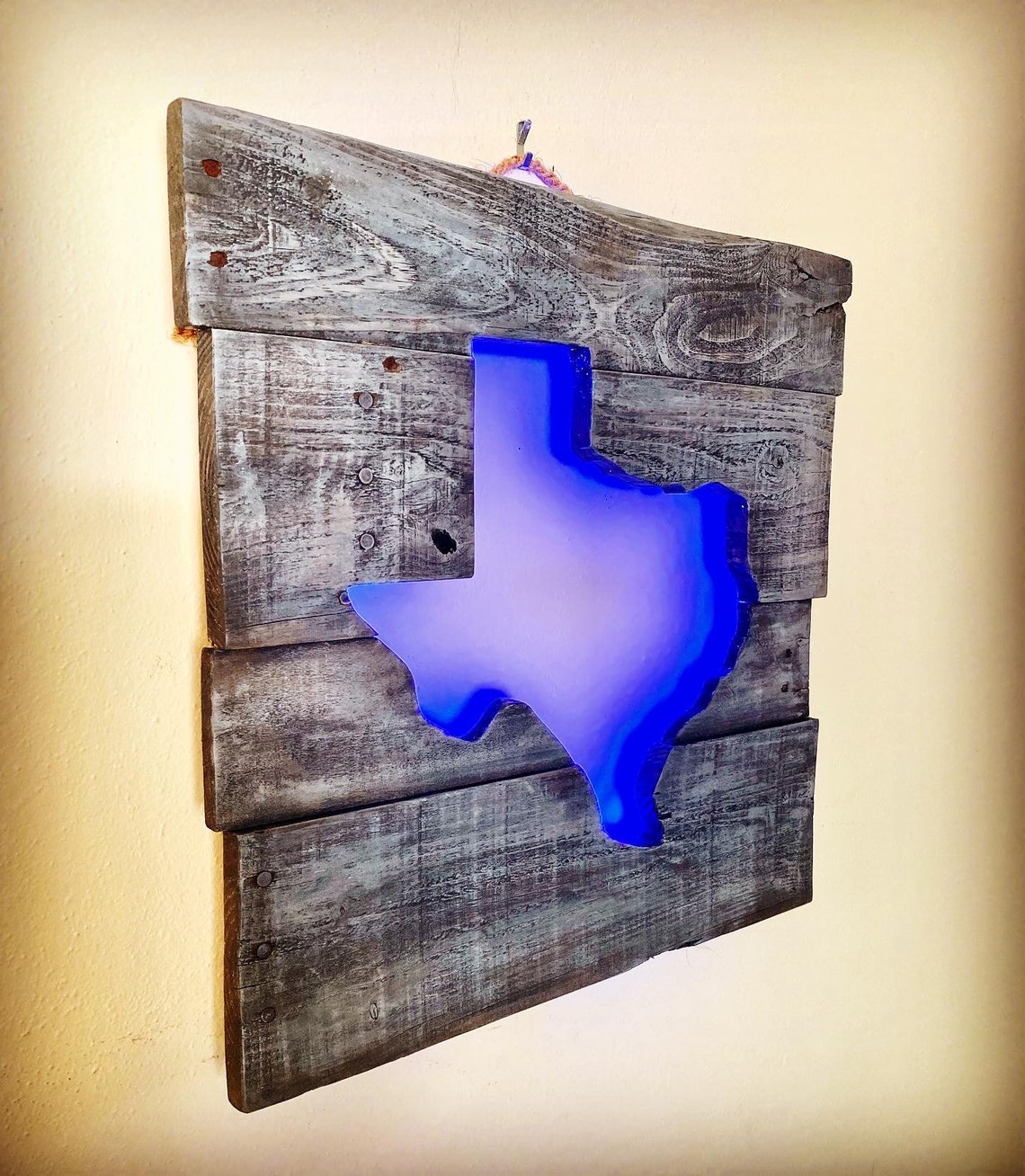 Made to Order State Cutout Wall Art LED Lights Reclaimed | Etsy