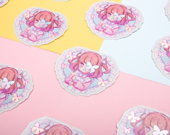 Holographic Butterfly Anime Girl Sticker
