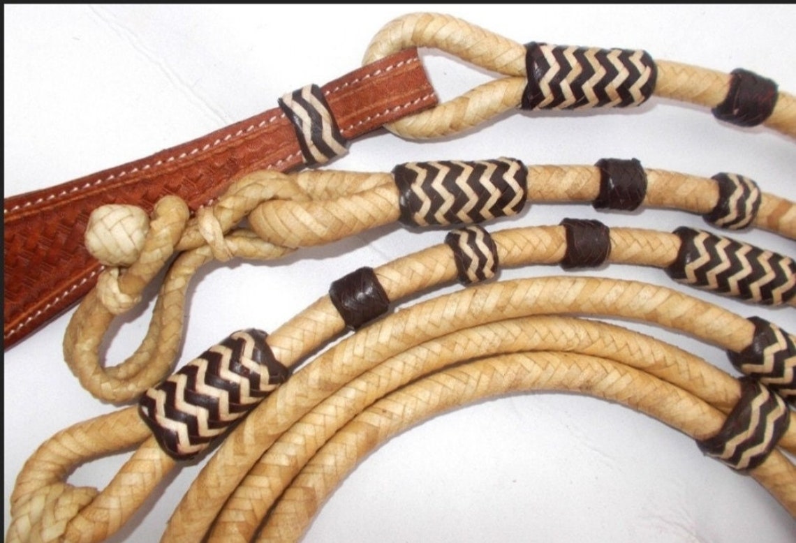Romel Reins, Hand Made Romel Reins, Natural Rawhide , Leather Braiding