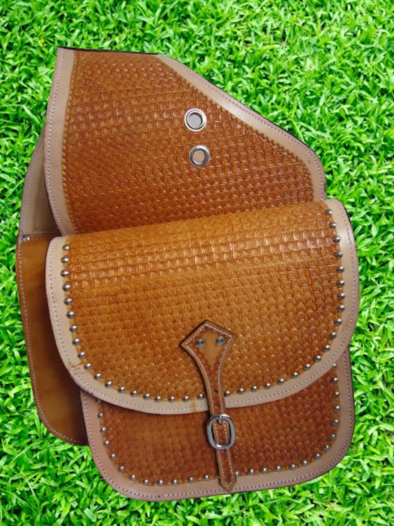 Leather Handmade Carving Saddle Bag Etsy