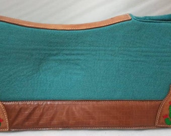 Horse 32" x 30" Western Contoured Wool Felt Therapeutic Saddle Pad Turquiose Colour