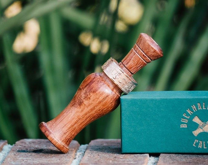 Featured listing image: Ornate Bubinga Mallard Duck Call