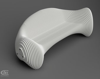 Parametric Sofa with Rounded Armrests – DXF / STP / STL Files – Modern Design for Indoor and Outdoor Use