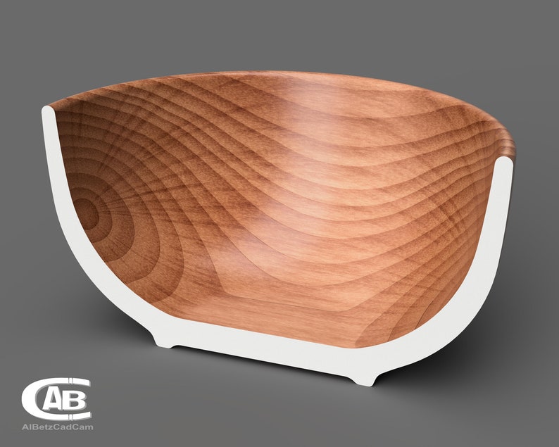 May include: A wooden bowl with a white rim. The bowl is made of light brown wood with a grain pattern. The bowl is empty.