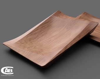 Elegante cuenco de madera – Diseño rectangular – Modelo 3D único para impresión 3D y CNC