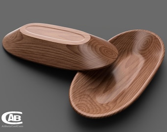 Cuenco de madera ovalado – Modelo 3D para CNC e impresión 3D – Diseño moderno – Archivo digital para decoración o regalo
