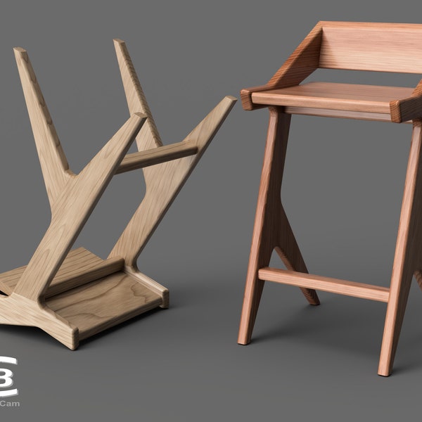 Stool - 3D model for manufacture on a CNC machine