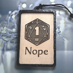 Nope! D&D Critical Fail themed Christmas Ornament - D20 D1 Dungeons and Dragons Holiday Decoration