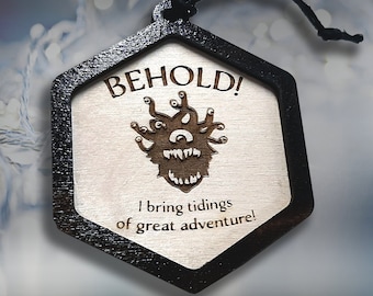 BEHOLD! The Beholder! Christmas Ornament - Dungeons and Dragons, Dungeon Master gaming themed Holiday Decoration