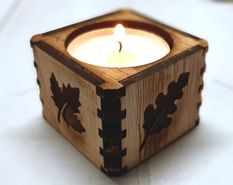 Tealight Accent candle holder - Fall Leaves - home lighting seasonal decor Autumn