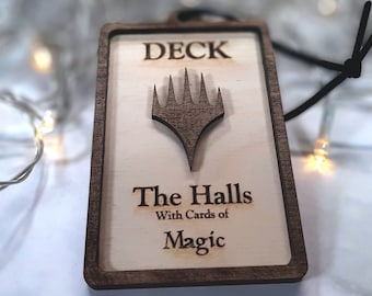 DECK The Halls with Cards of Magic! MTG Magic the Gathering themed Christmas Ornament - , Planeswalker Holiday Decoration