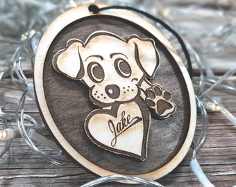 Puppy Love - Personalizable Christmas Ornament Holiday Decoration