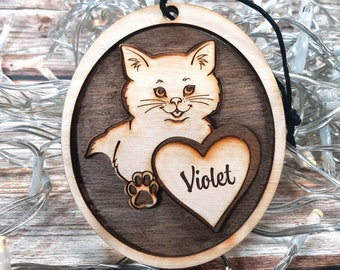 Cat Love - Personalizable Kitten Christmas Ornament Holiday Decoration