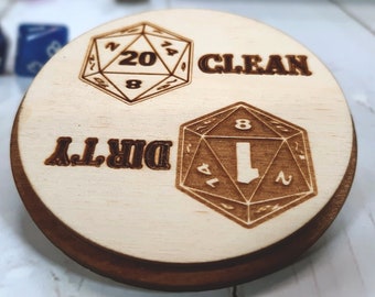 Dishwasher Dirty / Clean magnet indicator - D&D D20 role playing themed dish magnet