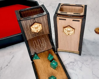 Dice Tower - D20 - wooden rpg dice roller dice tower for D&D, pathfinder and other tabletop dice games