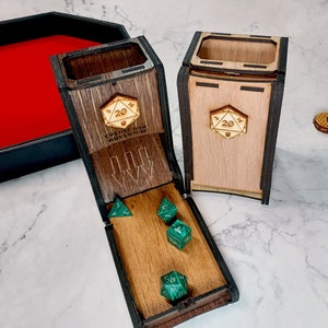 Dice Tower - D20 - wooden rpg dice roller dice tower for D&D, pathfinder and other tabletop dice games