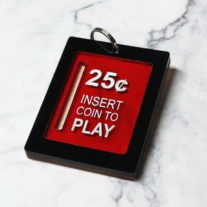 INSERT COIN - Retro Arcade keychain 80s 90s nostalgia coin op gamer accessory