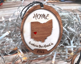 Home Is Where the Heart Is - Personalizable State Christmas Ornament 2023 Decoration