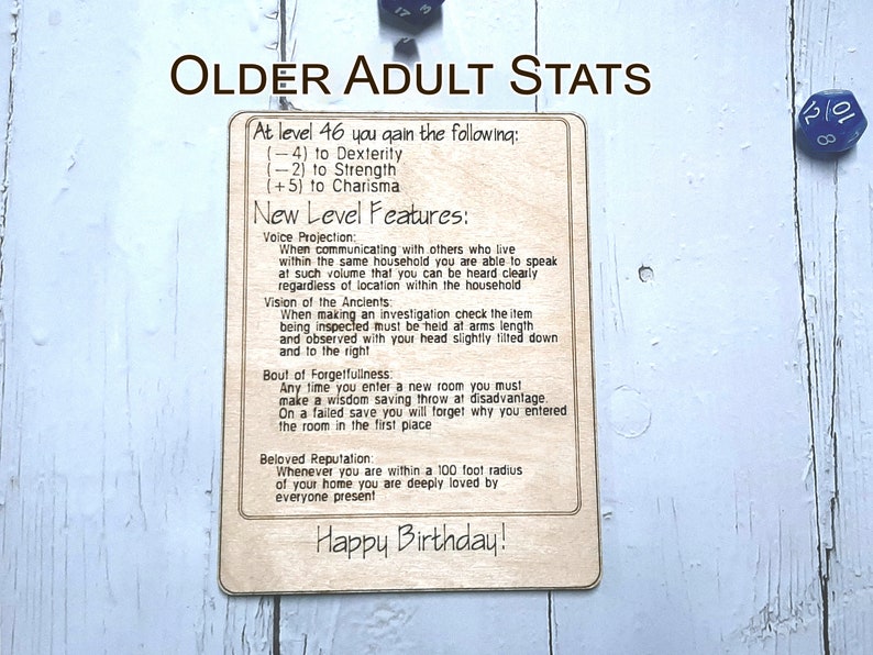 Birthday Card Congratulations You've Leveled Up Humorous birthday card, engraved wood, gamer gift, rpg, role-playing games d&d dnd image 5