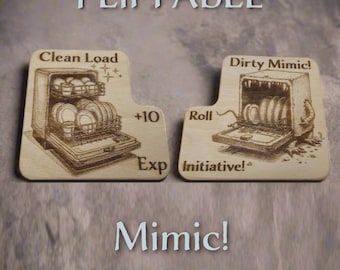 D&D Inspired Dishwasher Magnet – Dirty Clean Mimic Sign | Funny RPG Kitchen Decor