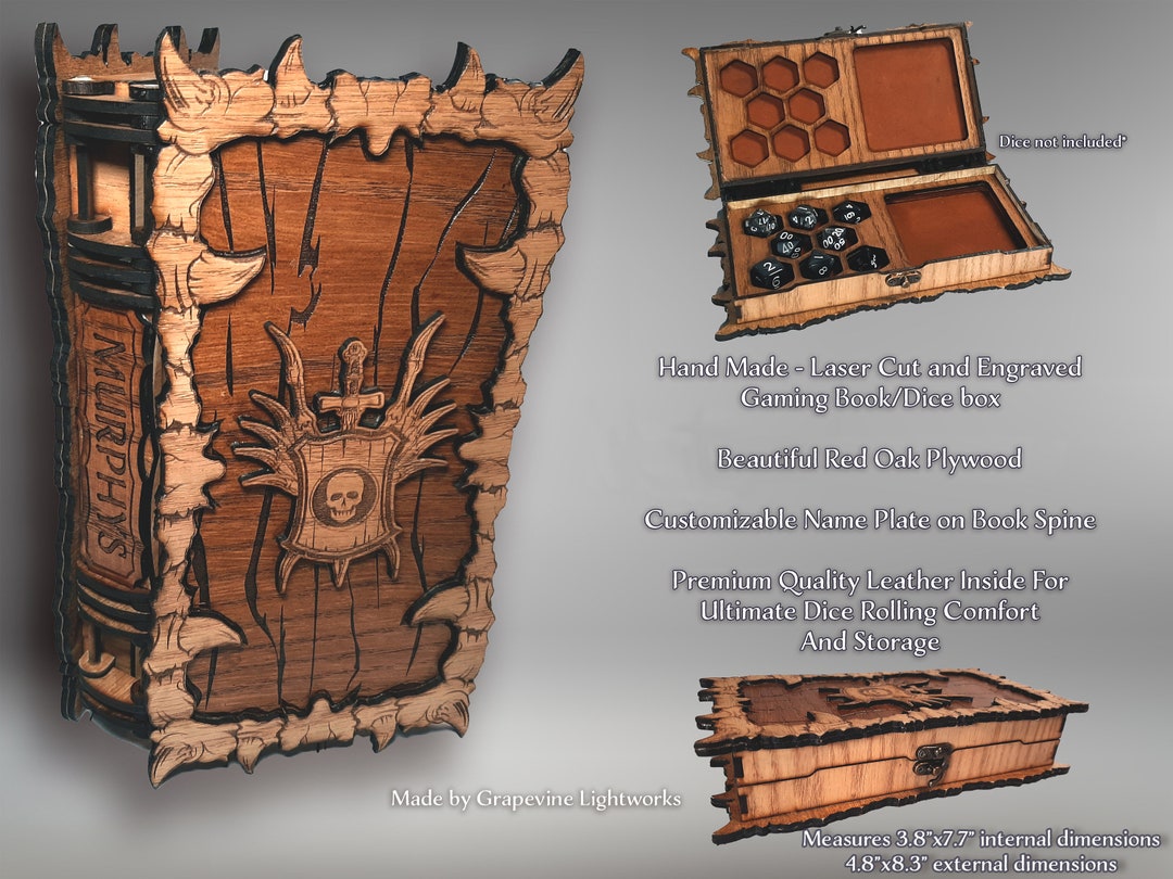 Premium Hero's Dice Box/book Box Gaming Accessory, Dice Tray, Dice