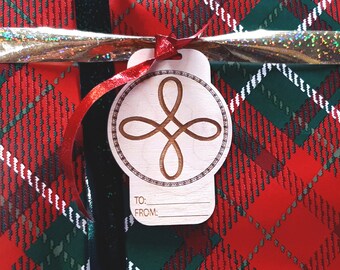 Gift Tag - Celtic Wish engraved gift wrap label Celtic inspired birthday or holiday hang tag