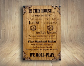 Dungeons and Dragons Sign: Laser Engraved RPG Plaque