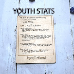 Birthday Card Congratulations You've Leveled Up Humorous birthday card, engraved wood, gamer gift, rpg, role-playing games d&d dnd image 3