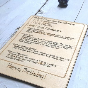 Birthday Card Congratulations You've Leveled Up Humorous birthday card, engraved wood, gamer gift, rpg, role-playing games d&d dnd image 8